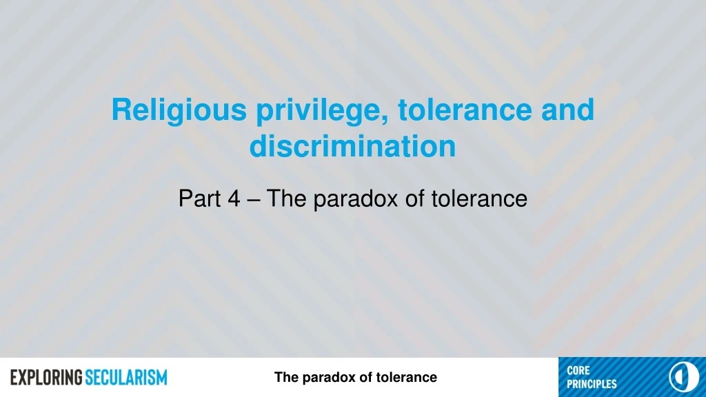 religious privilege tolerance and discrimination