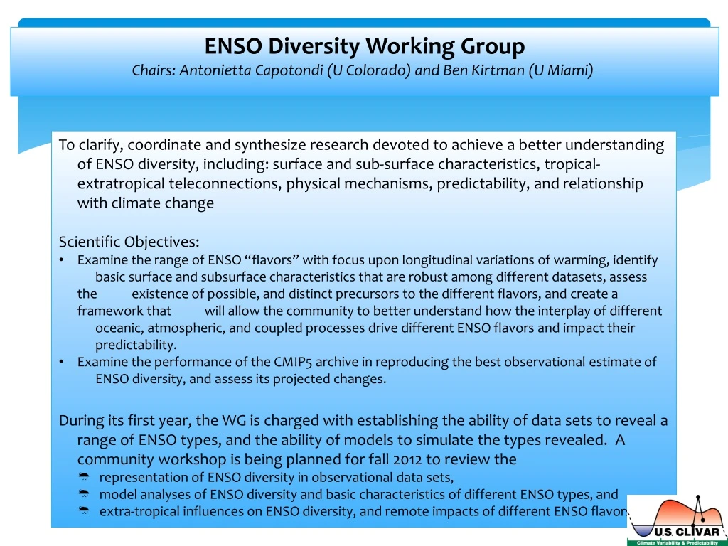 enso diversity working group chairs antonietta