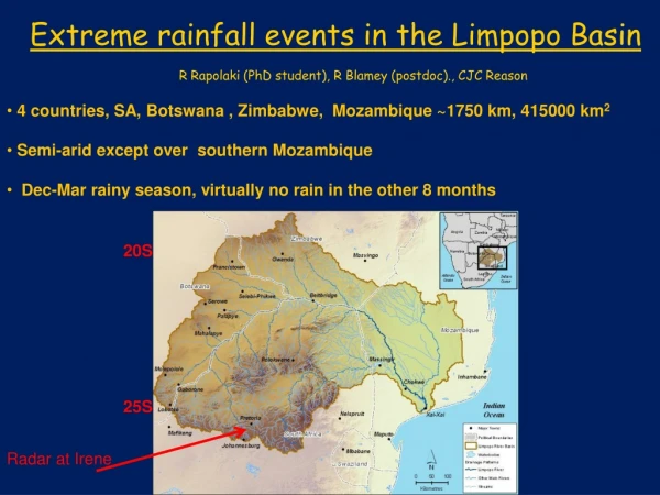 Extreme rainfall events in the Limpopo Basin
