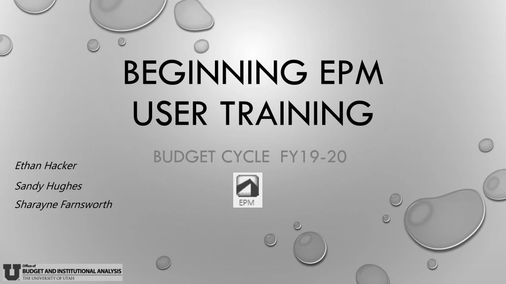 beginning epm user training