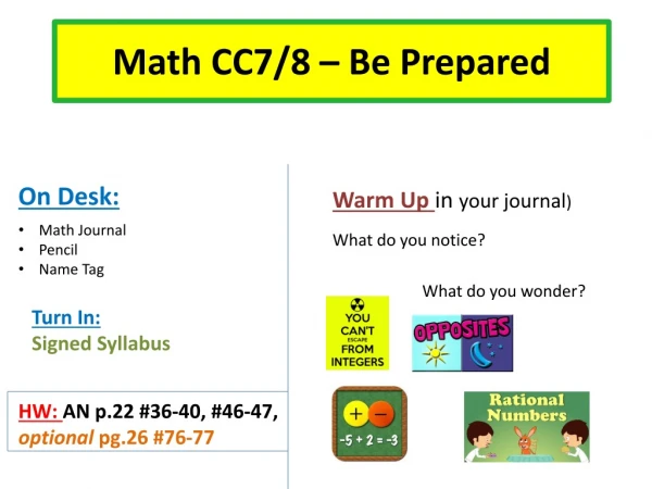 Math CC7/8 – Be Prepared