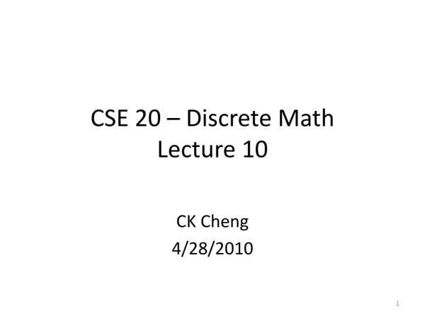 CSE 20 – Discrete Math Lecture 10