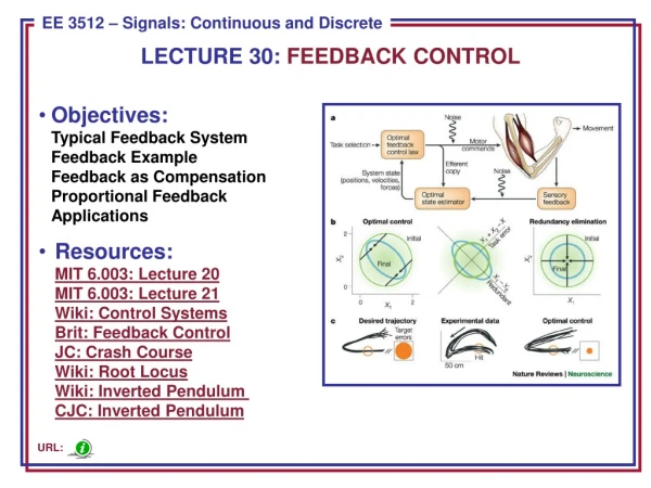 LECTURE 30 : FEEDBACK CONTROL