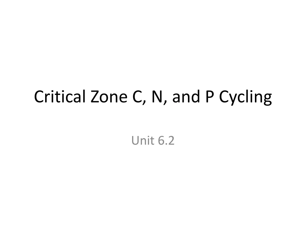 critical zone c n and p cycling