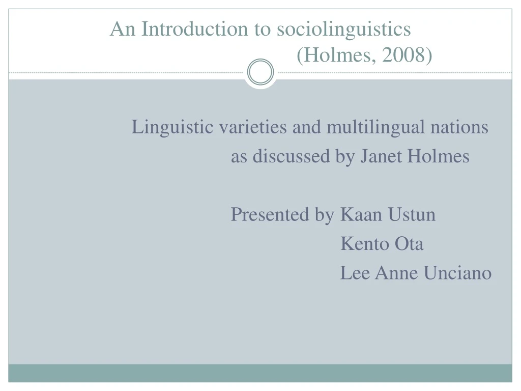 an introduction to sociolinguistics holmes 2008