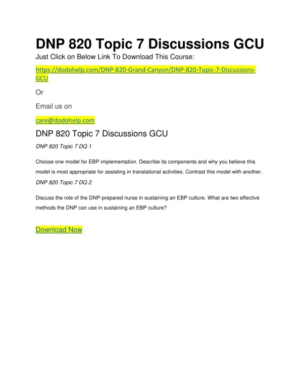 DNP 820 Topic 7 Discussions GCU