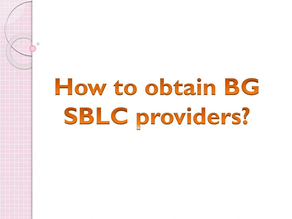 how to obtain bg sblc providers