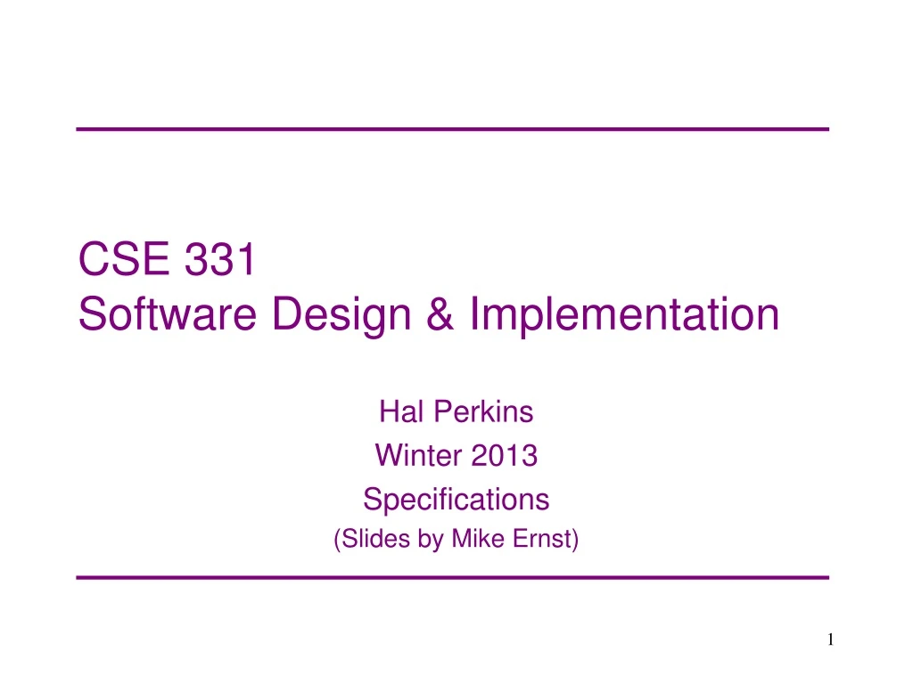 cse 331 software design implementation