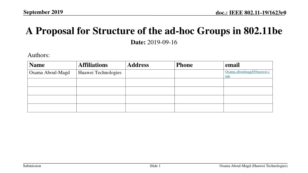 a proposal for structure of the ad hoc groups in 802 11be
