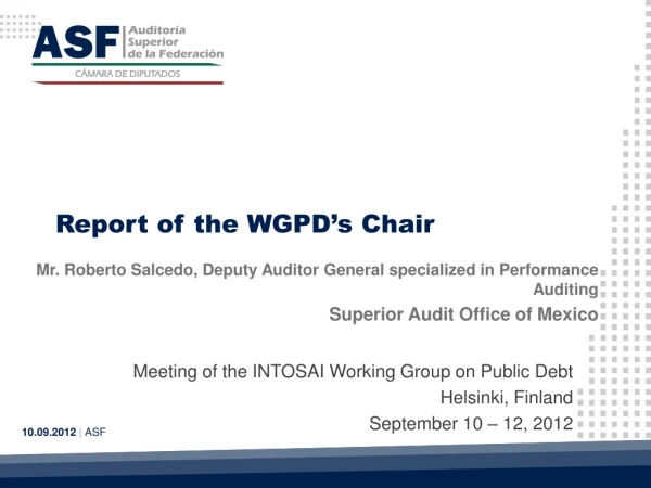Report of the WGPD’s Chair