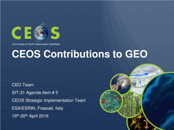 CEOS Contributions to GEO
