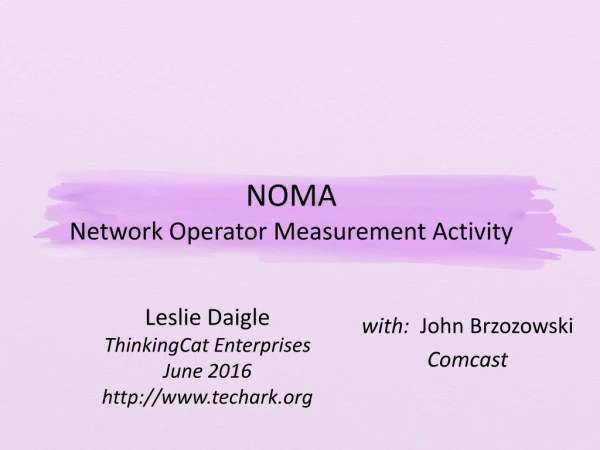 NOMA Network Operator Measurement Activity