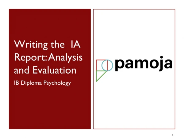 Writing the IA Report: Analysis and Evaluation