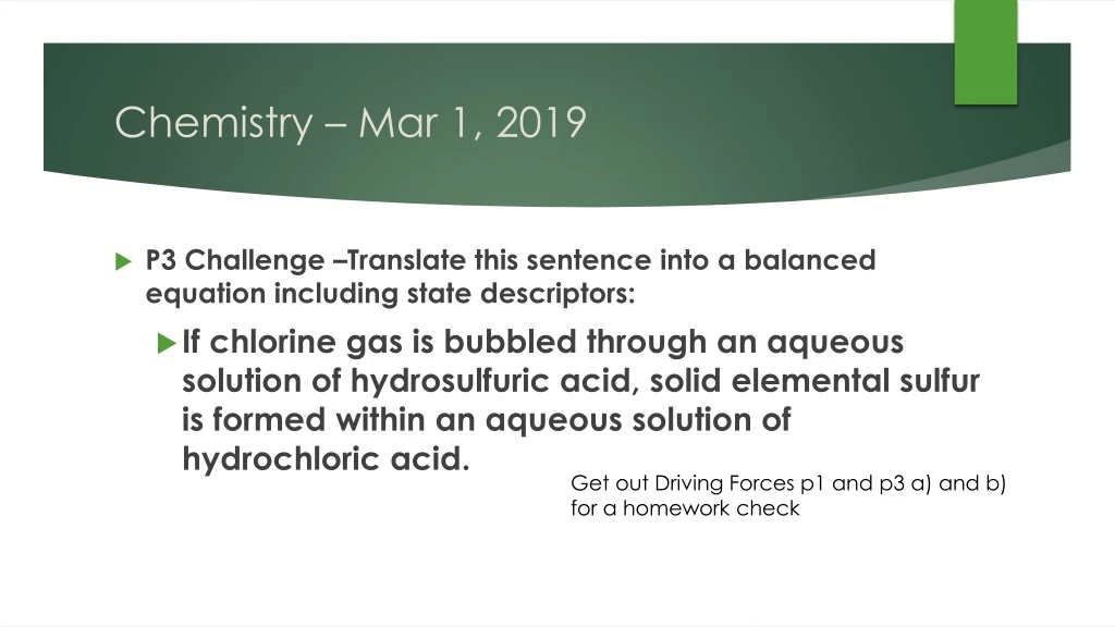 chemistry mar 1 2019