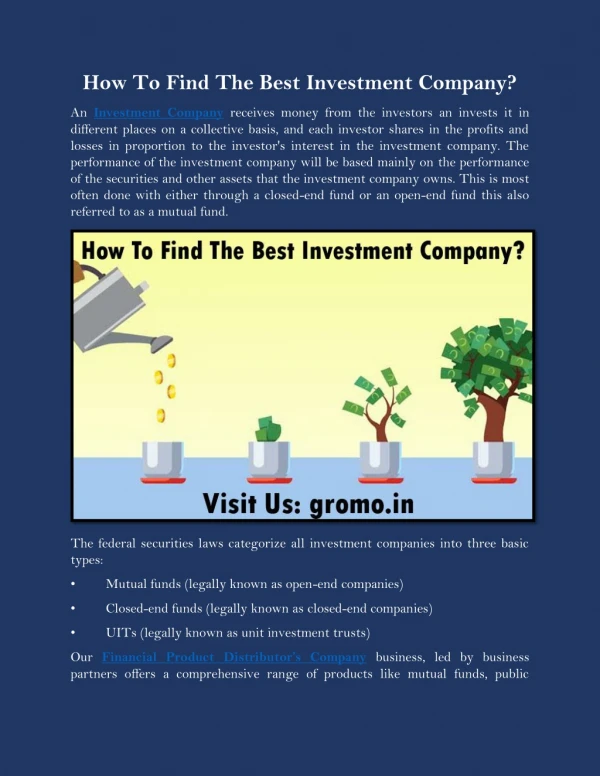 How To Find The Best Investment Company?