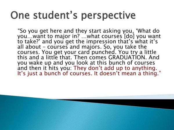 One student’s perspective