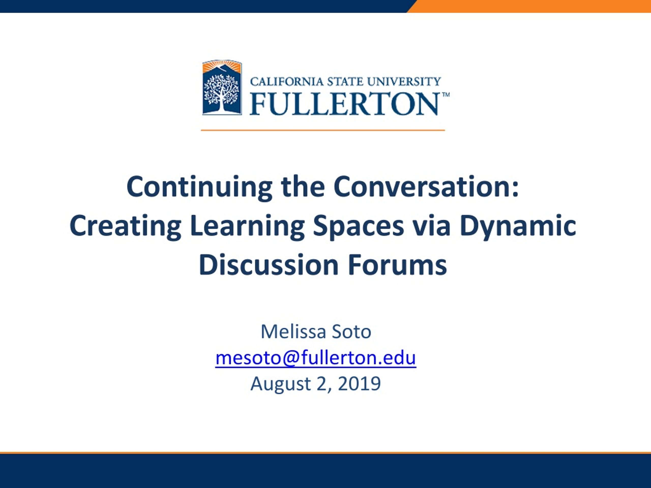 Dynamic Discussion Forums for Creating Learning Spaces - slide 1