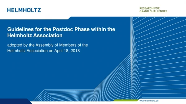 Guidelines for the Postdoc Phase within the Helmholtz Association