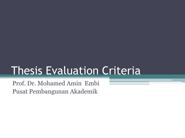 Thesis Evaluation Criteria
