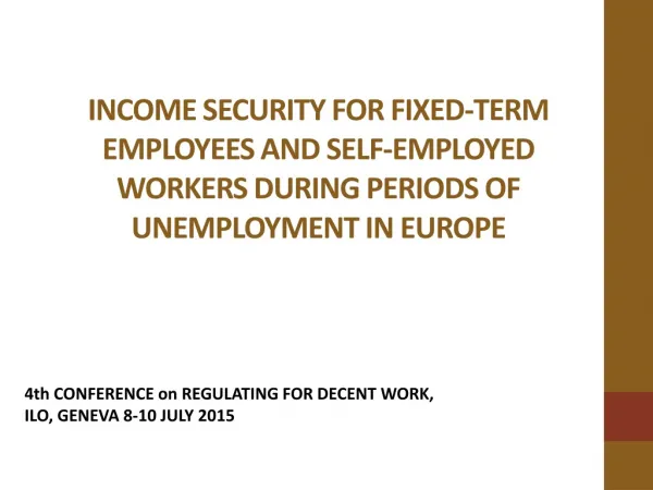 4th CONFERENCE on REGULATING FOR DECENT WORK, ILO, GENEVA 8-10 JULY 2015