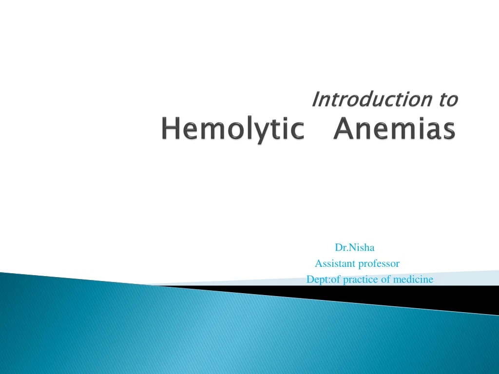 introduction to hemolytic anemias