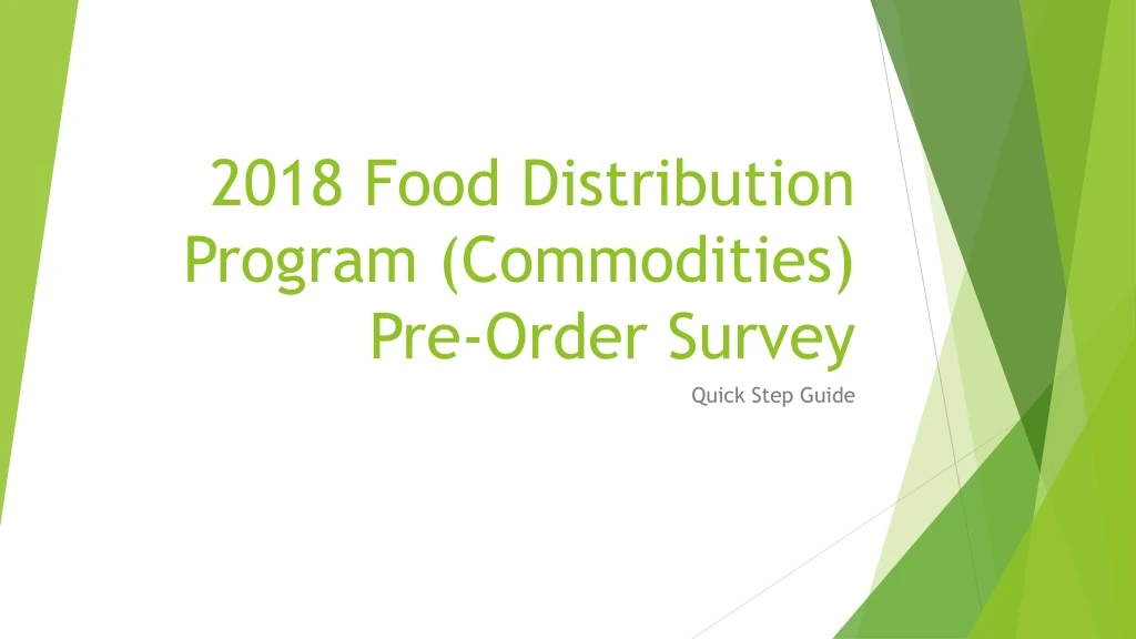 2018 food distribution program commodities pre order survey