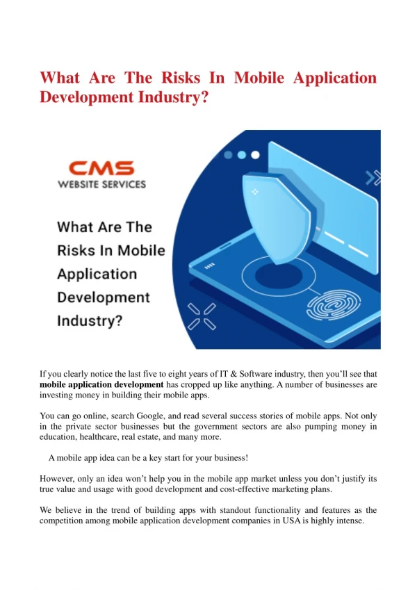 what are the risks in mobile application