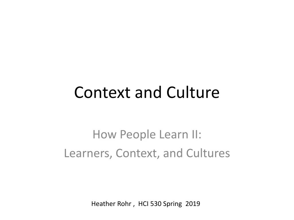 context and culture