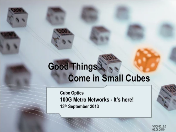 Cube Optics 100G Metro Networks - It’s here! 13 th September 2013