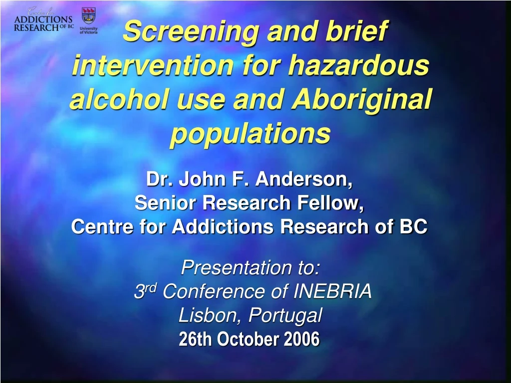 screening and brief intervention for hazardous