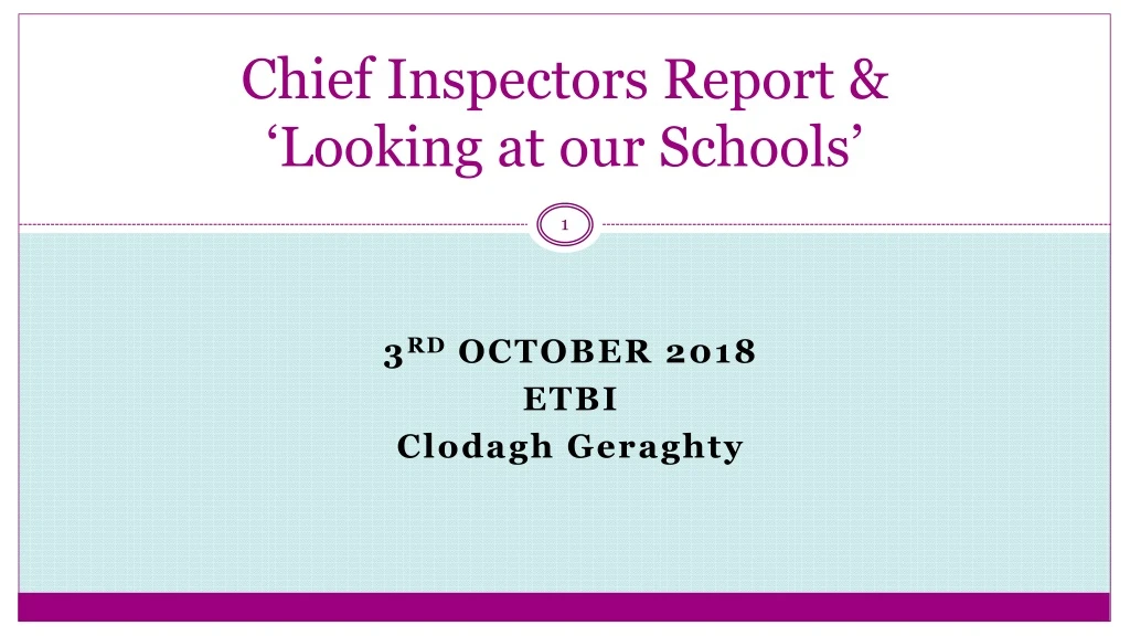 chief inspectors report looking at our schools