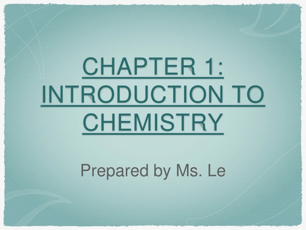 chapter 1 introduction to chemistry