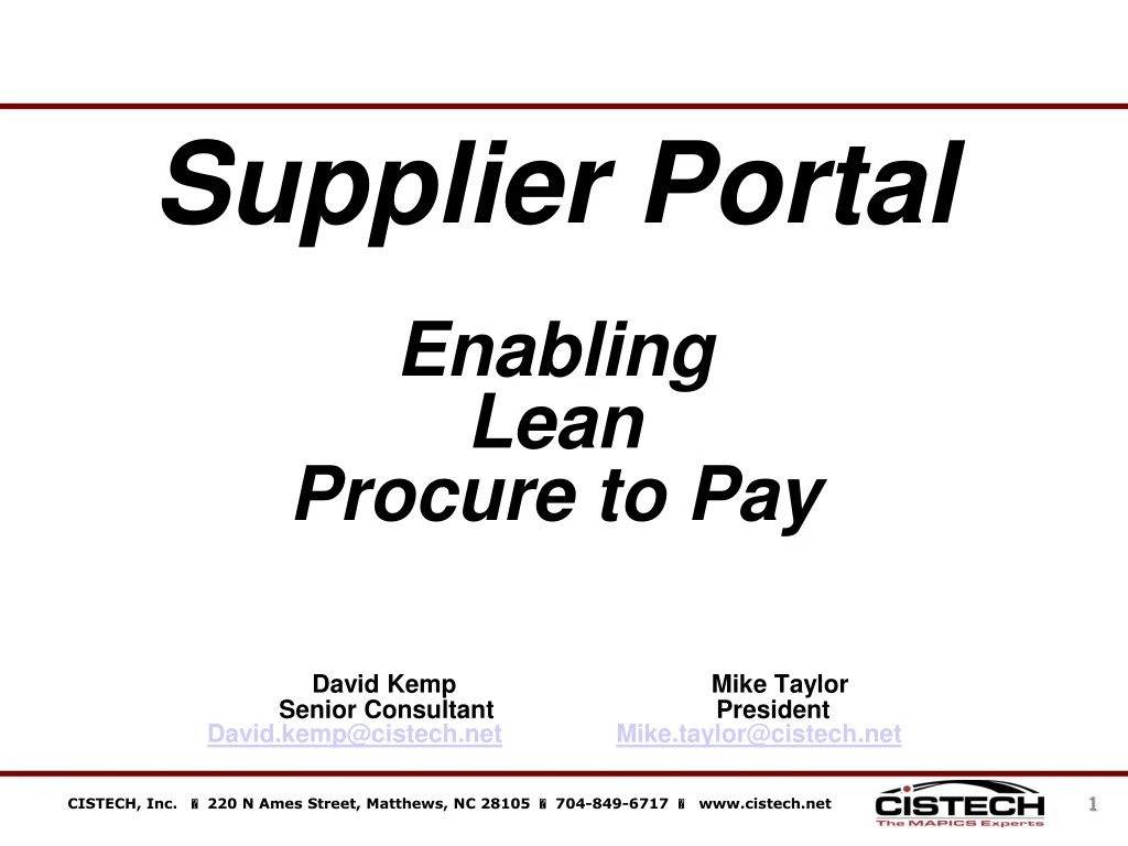 supplier portal enabling lean procure
