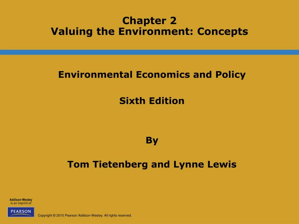 chapter 2 valuing the environment concepts