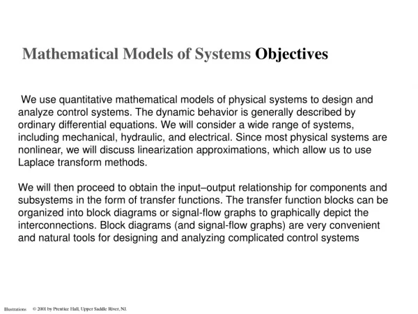Mathematical Models of Systems O bjectives