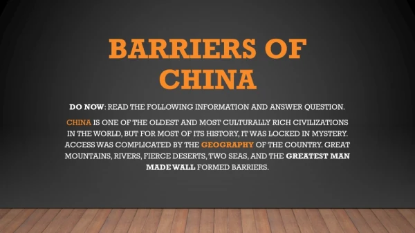 Barriers of China