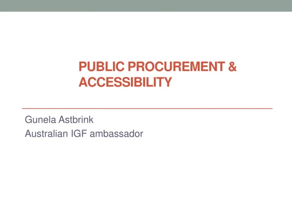 Public procurement &amp; accessibility