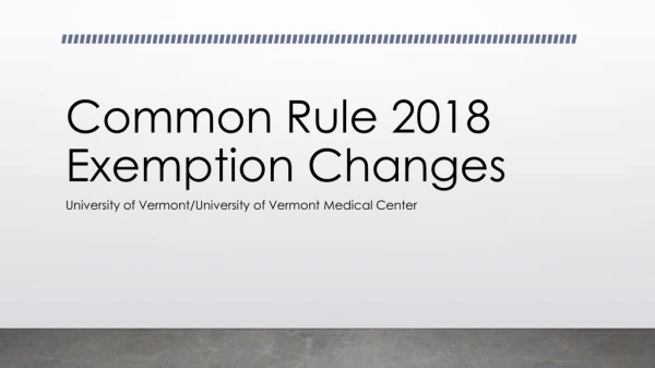 Common Rule 2018 Exemption Changes