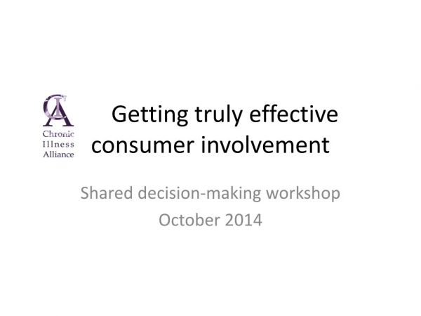 Getting truly effective consumer involvement