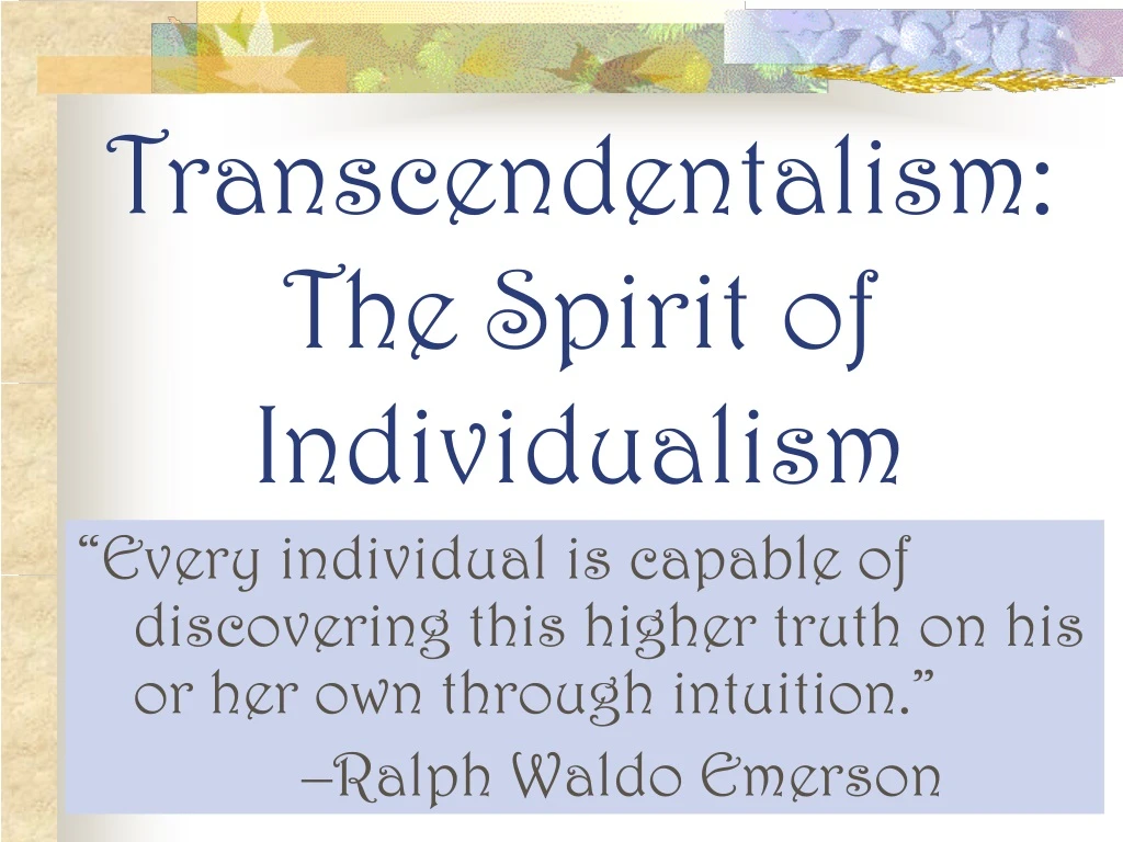 transcendentalism the spirit of individualism