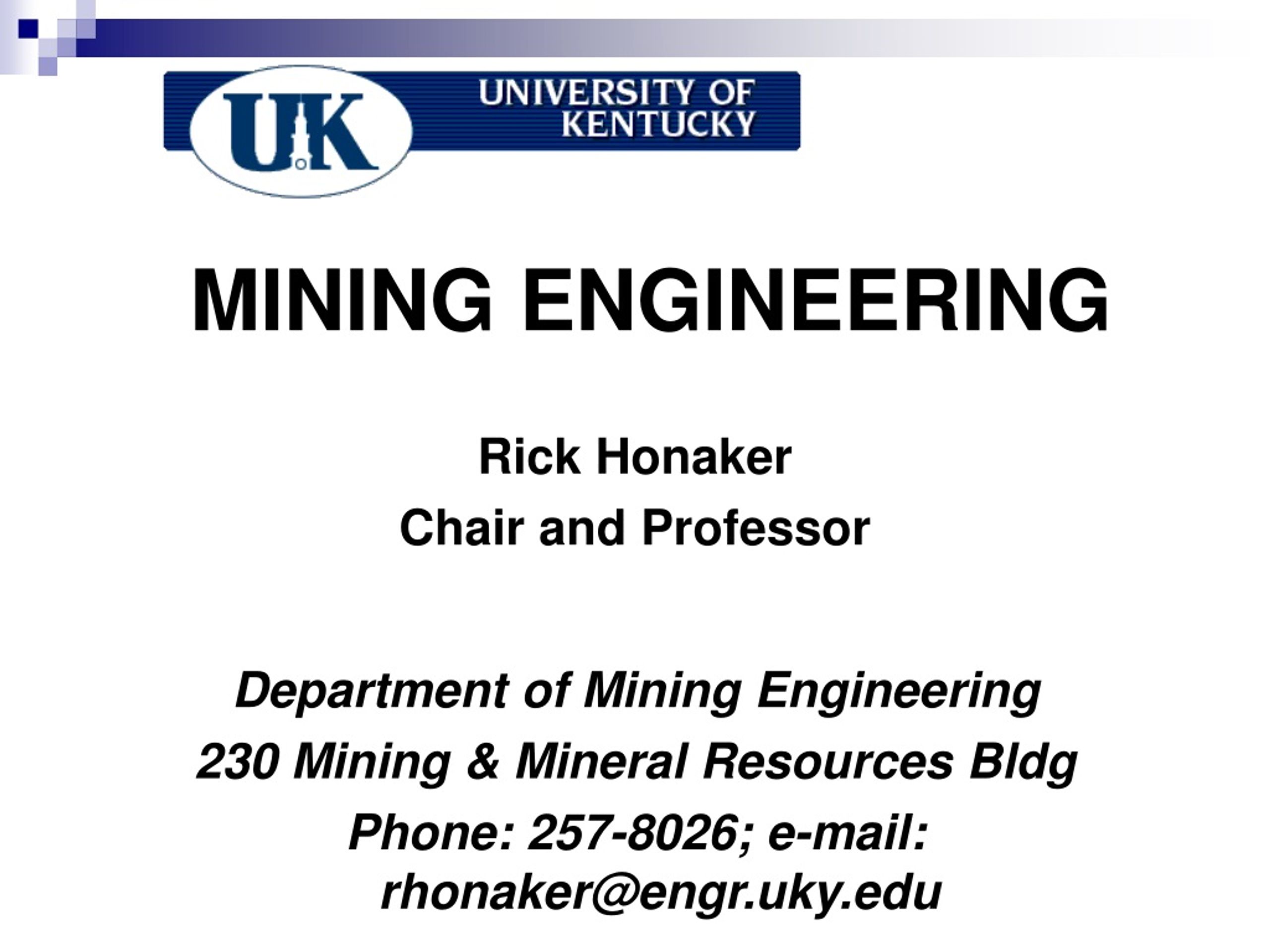 MINING ENGINEERING - slide 1