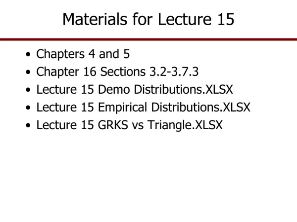 Materials for Lecture 15