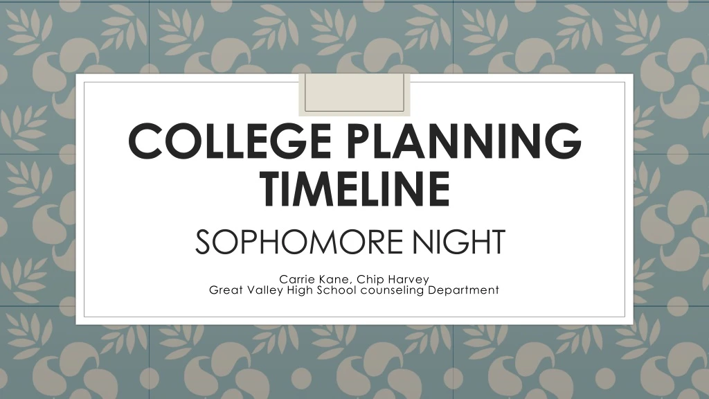 c ollege planning timeline sophomore night