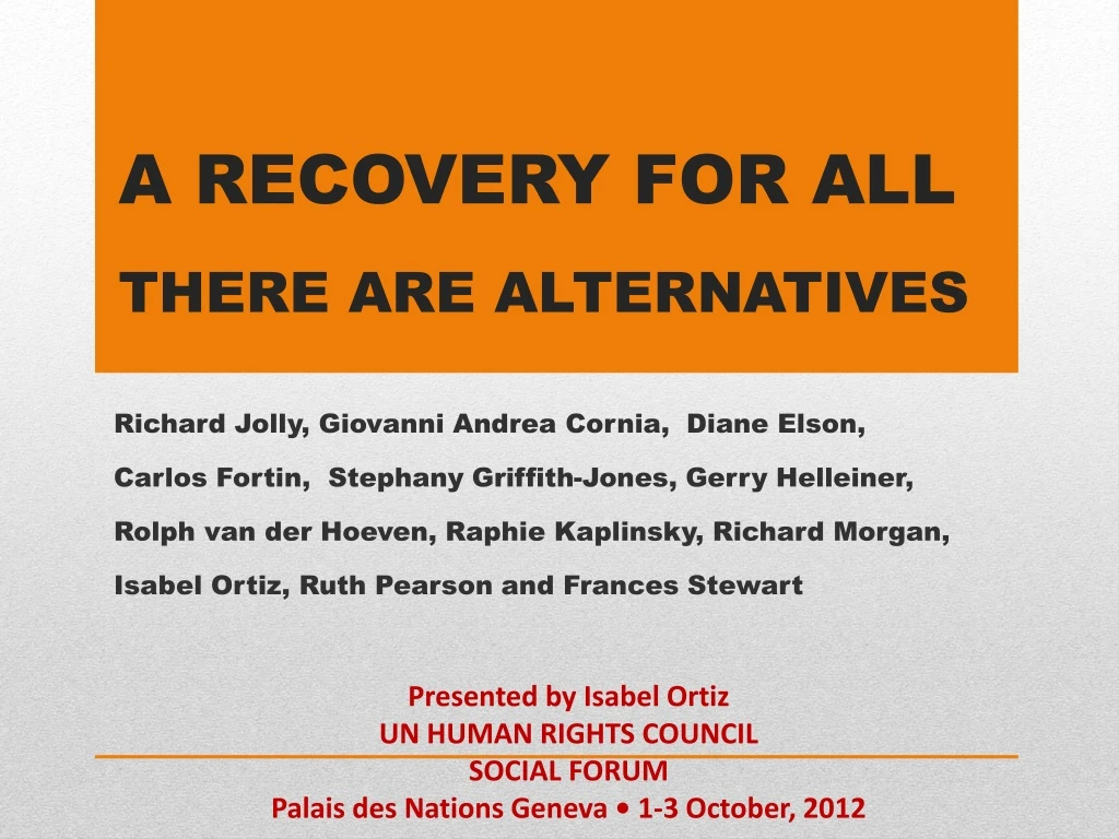 a recovery for all there are alternatives