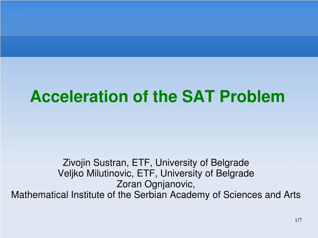 acceleration of the sat problem