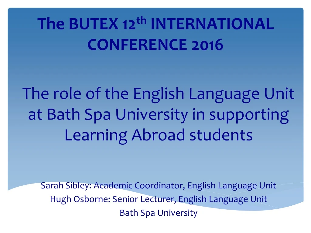 the butex 12 th international conference 2016