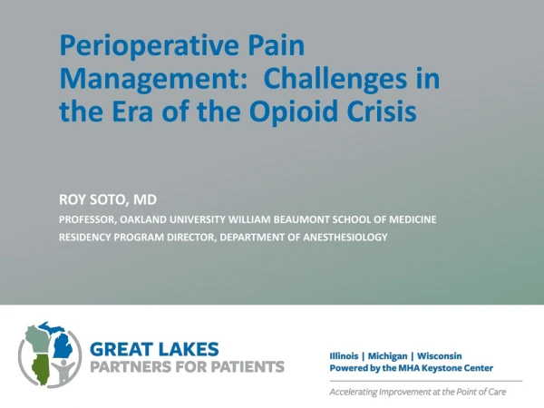 Perioperative Pain Management:  Challenges in the Era of the Opioid Crisis