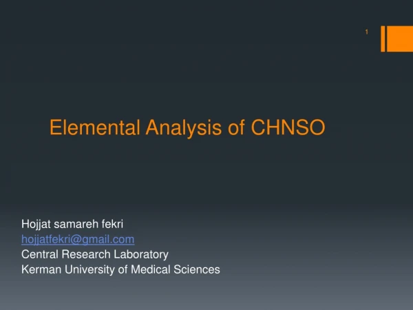 Elemental Analysis of CHNSO