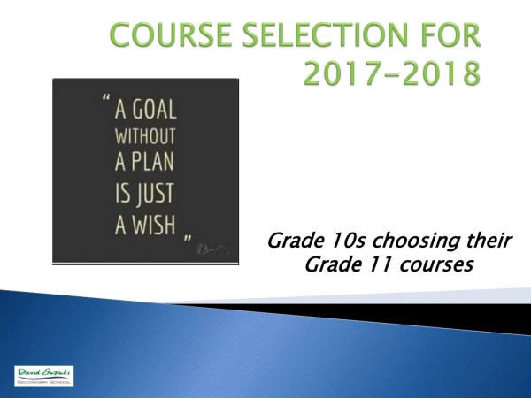 COURSE SELECTION FOR 2017-2018