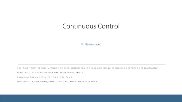 Continuous Control M. Hamza Javed
